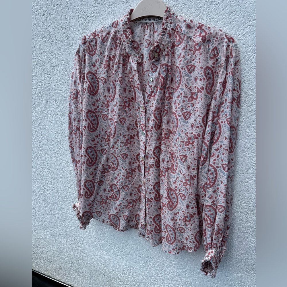 EUC Alix of Bohemia Poet mauve and aqua paisley blouse